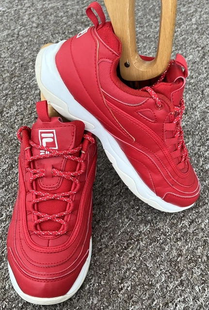 FILA RAY RED leather trainers AL010 uk size 6 good condition