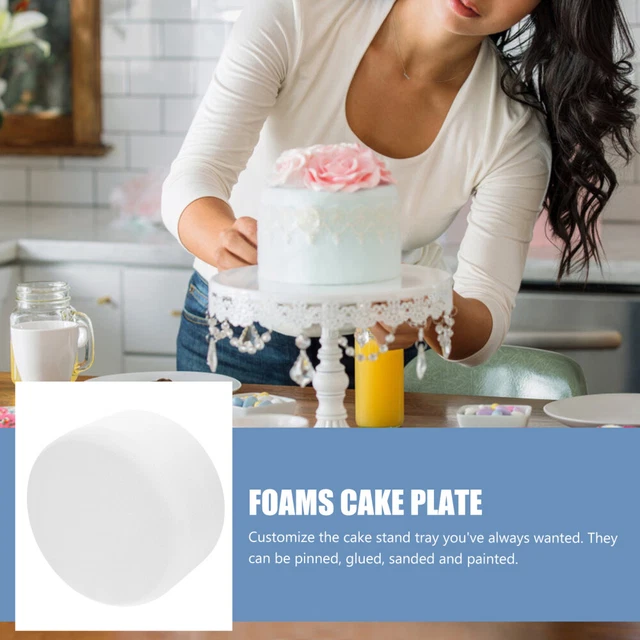 Base Per Torta Finta In Schiuma - Tondo Decorativo Per Matrimoni E Eventi, Diametro 10/15cm X 7cm - Bianco - Foto 3