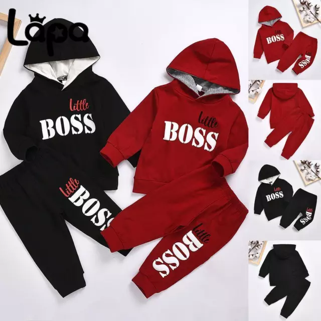 Kids Baby Boys Girls Printing Hooded Tops Long Pants Outfits Clothes Tracksuit