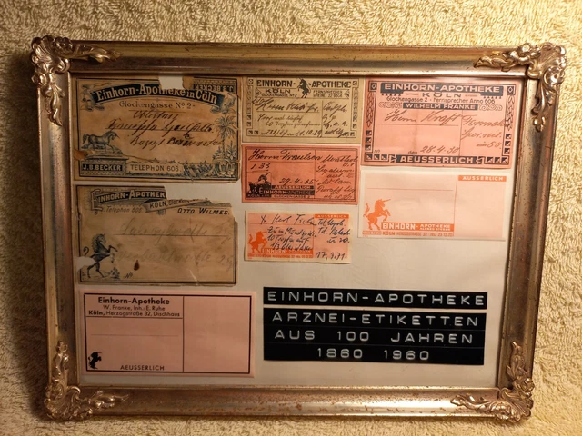 Einhorn-Apotheke Köln Arznei-Etiketten aus 100 Jahren