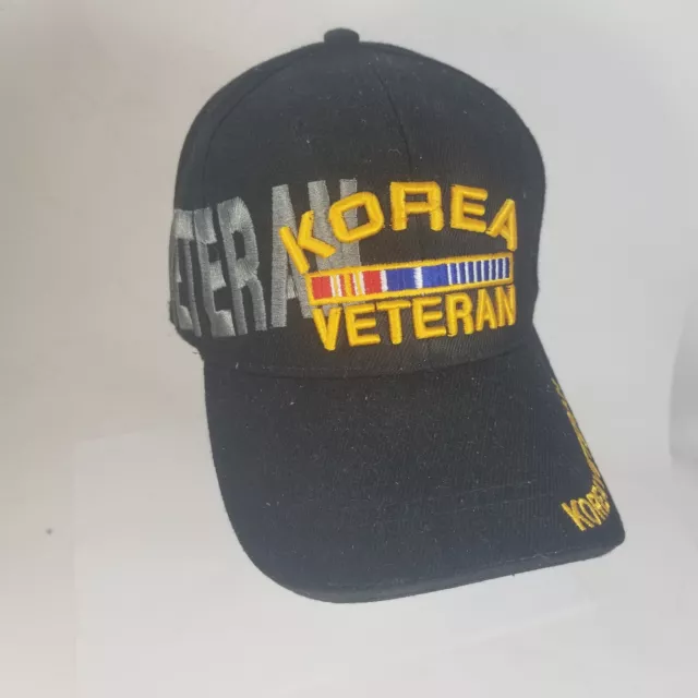 Vintage Korea Veteran Hat Korean War Vet Strapback Black Military Ball Cap