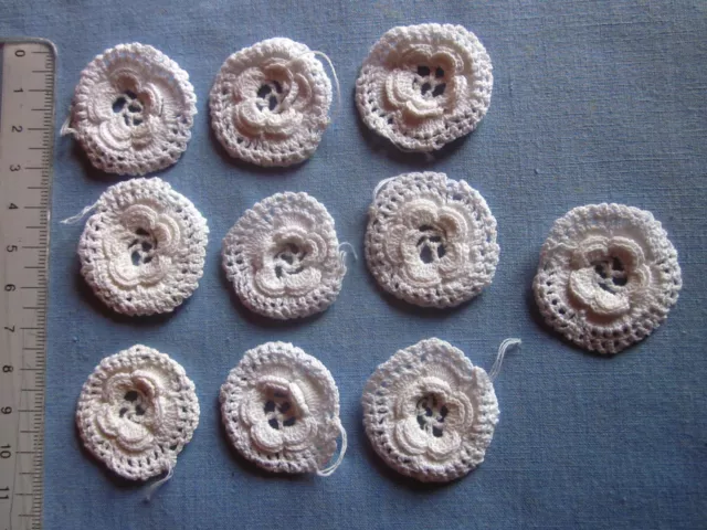 10 éléments fleurs dentelle crochet point d'Irlande anciens 1900 N° F1