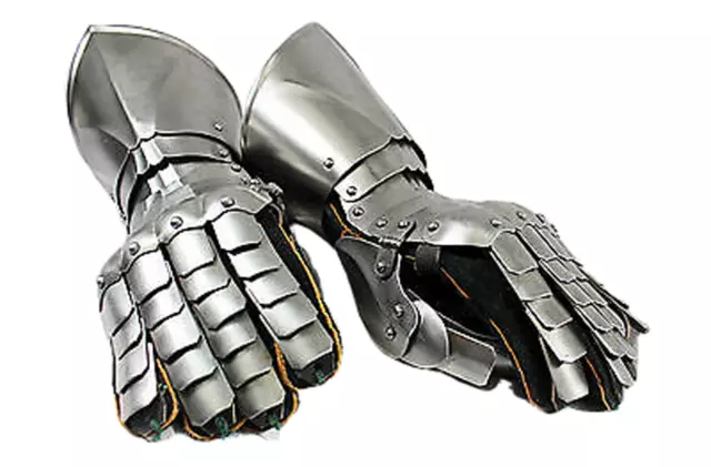 medieval gloves Hand Forged Armored Steel Battle Gauntlets Sugarloaf Burgonet