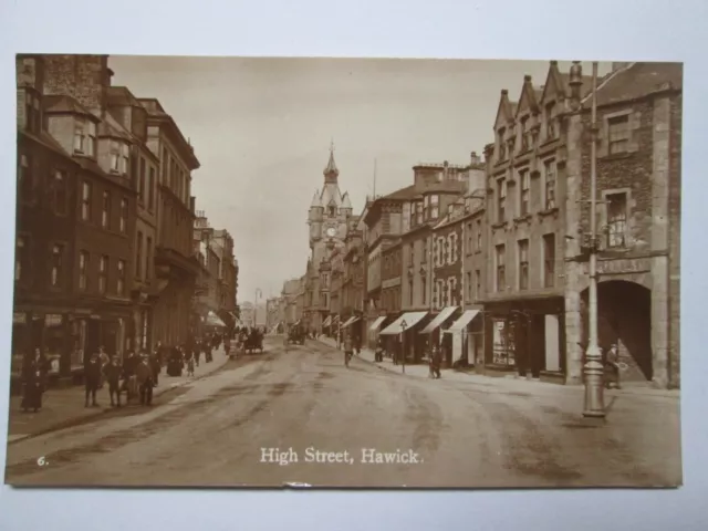 High Street Hawick Roxburghshire Real Photo Vintage Postcard K36