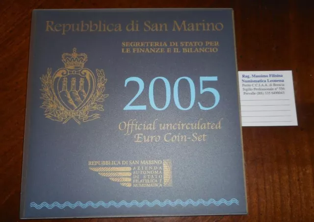 NL* San Marino Serie Divisionale 2005 9 Valori con 5 EURO Argento FDC SET Zecca