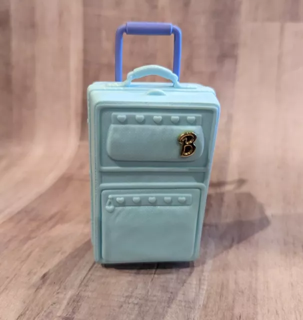 Barbie Doll Travel Luggage Rolling Suitcase Blue Plastic Accessory