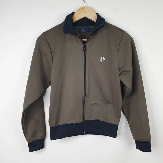 FRED PERRY Track Jacket Kids Youth Small Khaki Green Full Zip Bomber