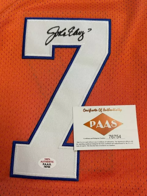 John Elway Denver Broncos Signed Orange Jersey Autographed COA 3