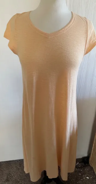 Eileen Fisher Peach Organic Cotton T Shirt Dress Size XS Women's Stretch Knit