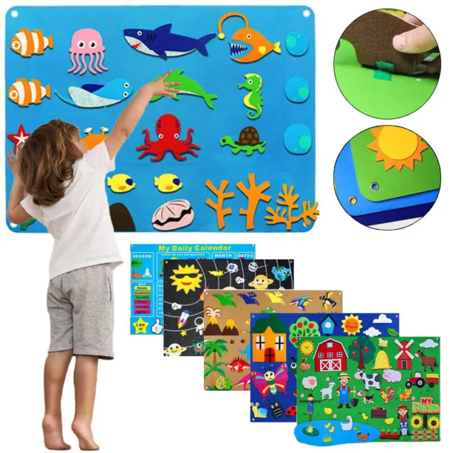 3.5Ft Children's Early Teaching Felt Board Toy Dinosaur Space Felt-Board Set