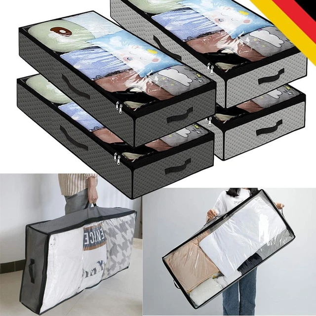 Beheizbares Unterbett Unterbett Kommode Aufbewahrung - 4-teilige  Unterbettbox / Unterbettkommode In Grau, 100x50x18 Cm