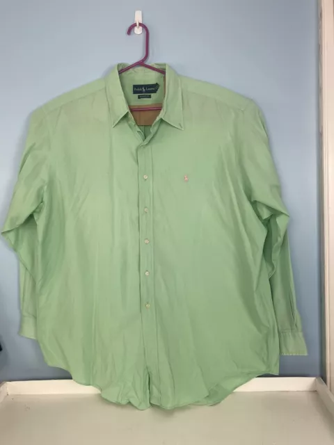 Polo Ralph Lauren Shirt Mens Medium Mint Green Classic Long Sleeve Button Down