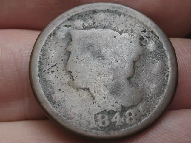 1848 Braided Hair Large Cent Penny- Good Details