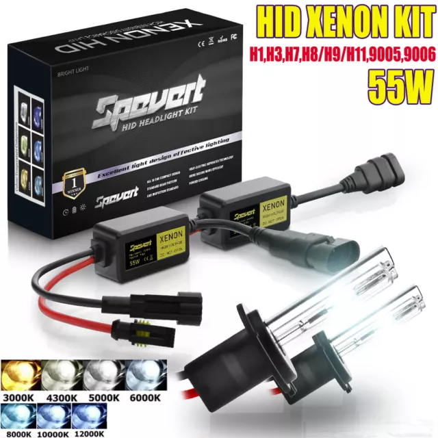 55W Car HID Xenon Headlight H1 H3 H7 H8/H9/H11 9005 Bulbs Ballasts Error Free DE