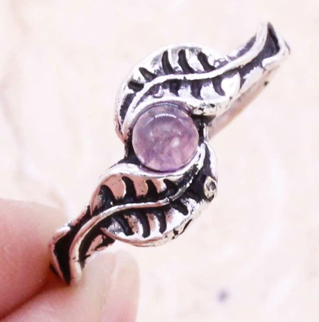 Delicate Amethyst 925 Silver Plated Handmade Ring of US Size 8.75 Ethnic