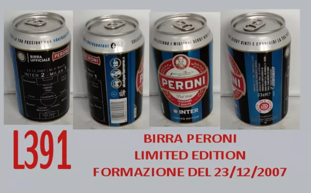 Lattina Birra Peroni Edition Limited Inter Formazione Del 23-12-2007 Piena L391