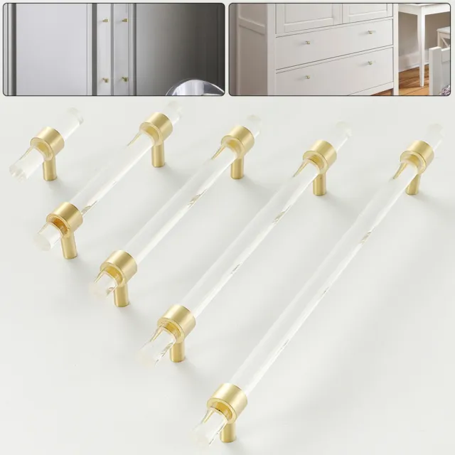 1-100X Acrylic Drawer Pull Handles Knob Dresser Pull Kitchen Cabinet Door Handle