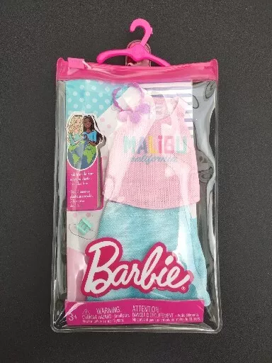 Mattel Barbie Fashions Malibu California TANK TOP skirt NECKLACE bangle bracelet