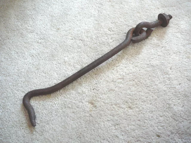 Antique Large Hand Wrought Iron Barn Door Gate Hook  & Mounting Eye  13" Long