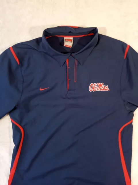 Nike Ole Miss Rebels Shirt Men's Small Dri Fit Performance Navy Old School Style