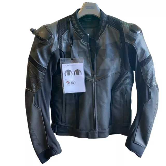Motorcycle Leather Jacket Rev'It Hyperspeed Air Black Gray Black EU50 Black/Gray