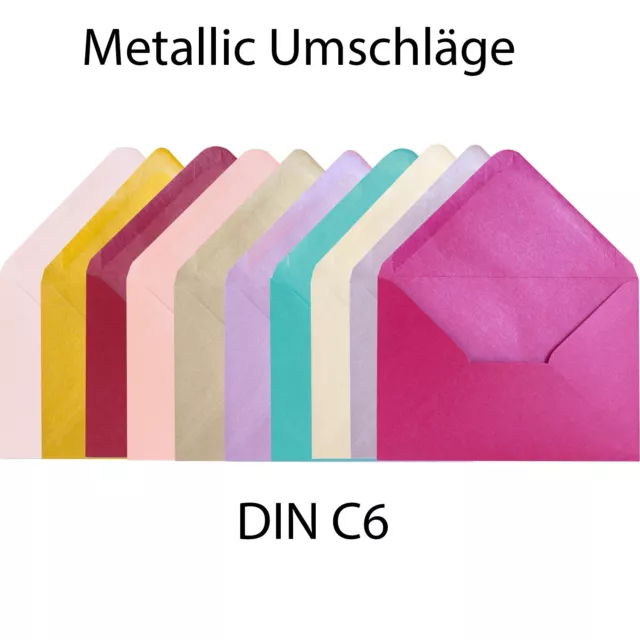 DIN C6 Briefumschläge, Metallic, 114 x 162 mm, 90 g/m², beidseitig beschichtet