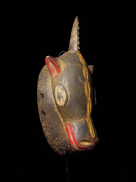 African Tribal Art Wooden Carved traditional mask Hanging  GURO MASK-4696