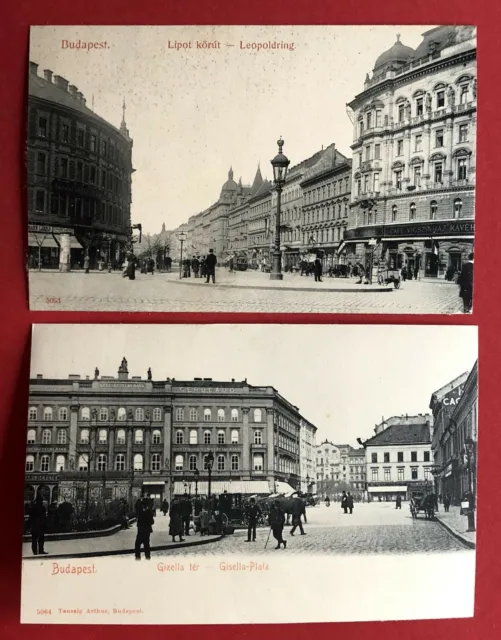 2 x AK BUDAPEST in Ungarn um 1900/10 Leopoldsring und Gisella Platz  ( 75304