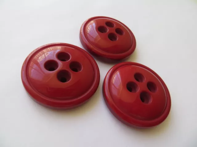 1960s Vintage Big Domed 4-Hole MOD Xmas Red Coat Jacket Cape Dress Buttons-38mm