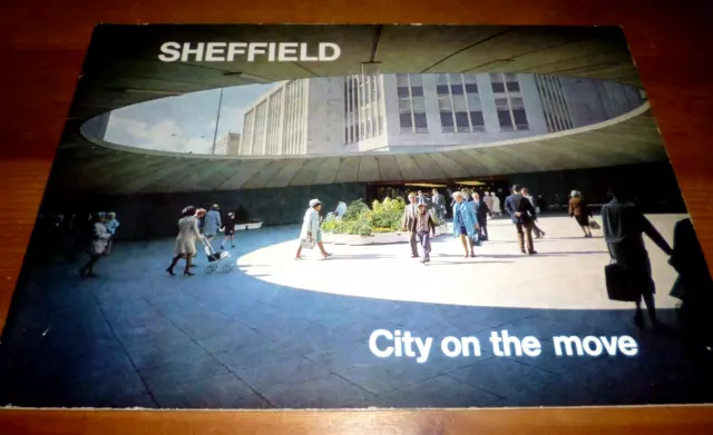 Sheffield City on the Move, landscape A4 booklet with many colour images 1970s