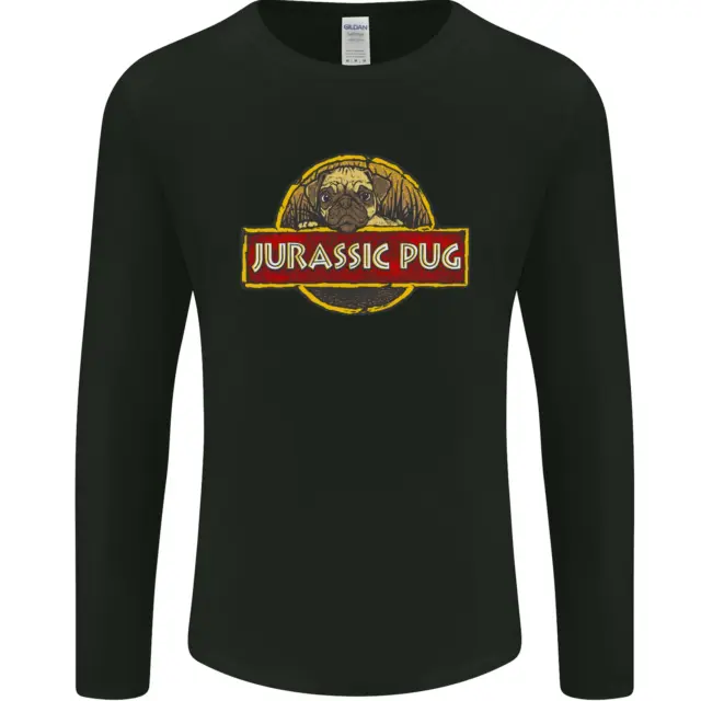 Jurassic Pug Funny Dog Movie Parody Mens Long Sleeve T-Shirt