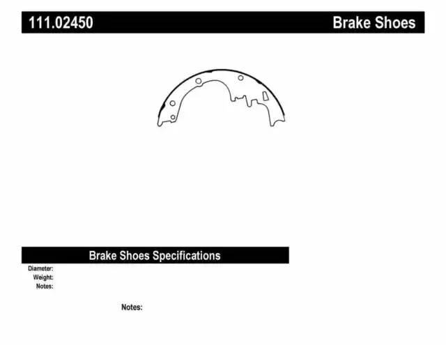 Rr Premium Brake Shoes  Centric Parts  111.02450
