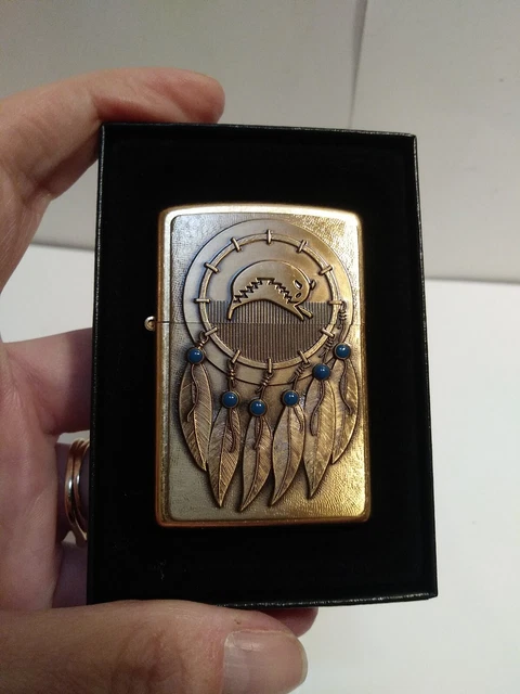 2006 NATIVE AMERICAN INDIAN DREAM CATCHER SOLID BRASS ZIPPO LIGHTER MIB MGTr24