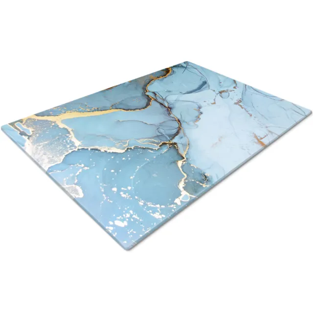 Glass Chopping Cutting Cutting Board Work Top Saver Large Teal White Gold
