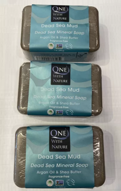 3 X One With Nature Dead Sea Mud Minerals Soap 7 oz W/ Argan Oil & Shea Butter