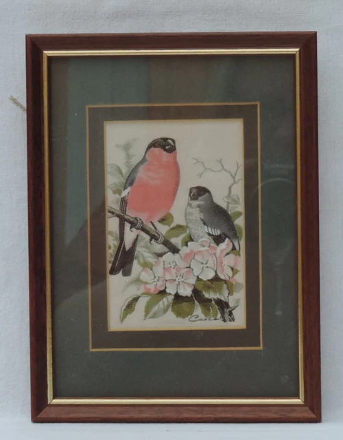 Cash's of Coventry Silk Woven Pictures - Birds - Pair of Bullfinches