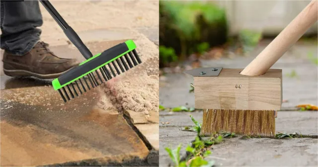 Garden Weed Removal Brush 3 In 1 Wire Wooden Handle Remover Scraper Outdoor Moss