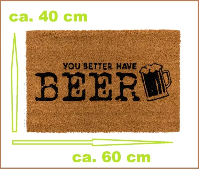 Beer-Bier-Fußmatte-Schmutzfangmatte-Fußabtreter Kokosmatte 60x40 CM