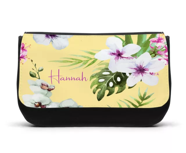 Personalised Girls Make up/Pencil Case..Lemon Tropical Floral Birthday Xmas Gift