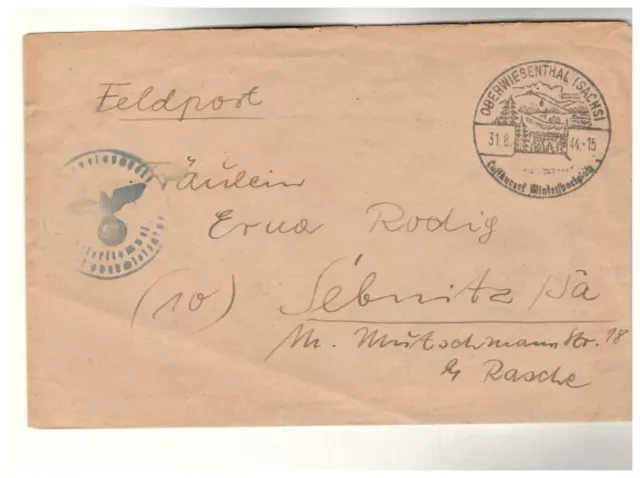 Feldpost Brief 2.WK Oberwiesenthal Eschenhof 1944 (135)