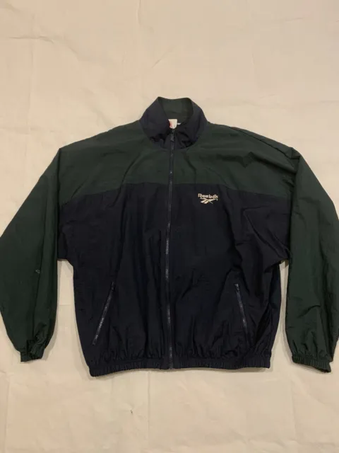 Reebok Mens Vintage 90’s Blue and Green Windbreaker Jacket Size Medium