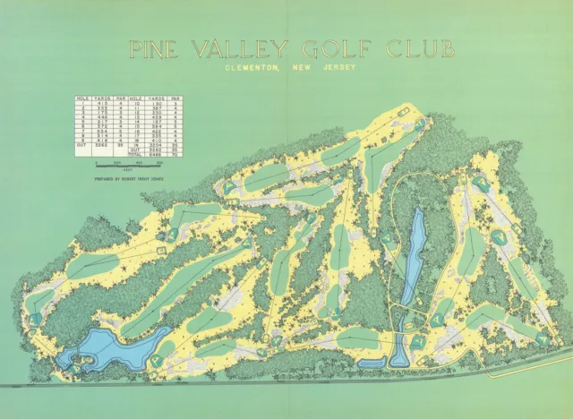 Pine Valley Golf Club, Clementon, NJ. Course plan by Robert Trent Jones 1954 map