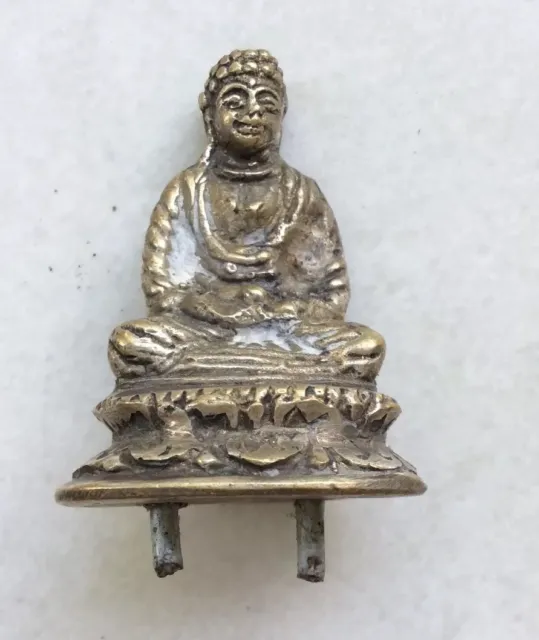 Bronze Buddha Temple Castings with Original Mounting Peg Silver Patina