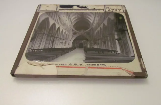 GWW Glass Magic Lantern Slide NAVE WELLS CATHEDRAL LOOKING EAST C1890 ENGLAND 2