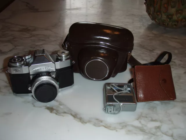 vintage carl ZEISS IKON Contaflex tessar 2.8 50mm Synchro-Compur Rapid CAMERA +