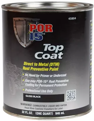 Por-15 45804 (Gloss Black Topcoat Dtm Rust Preventive Paint Quart)