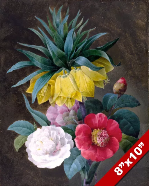 Peonies & Crown Imperial Flower Watercolor Painting Art Real Canvas Giclee Print