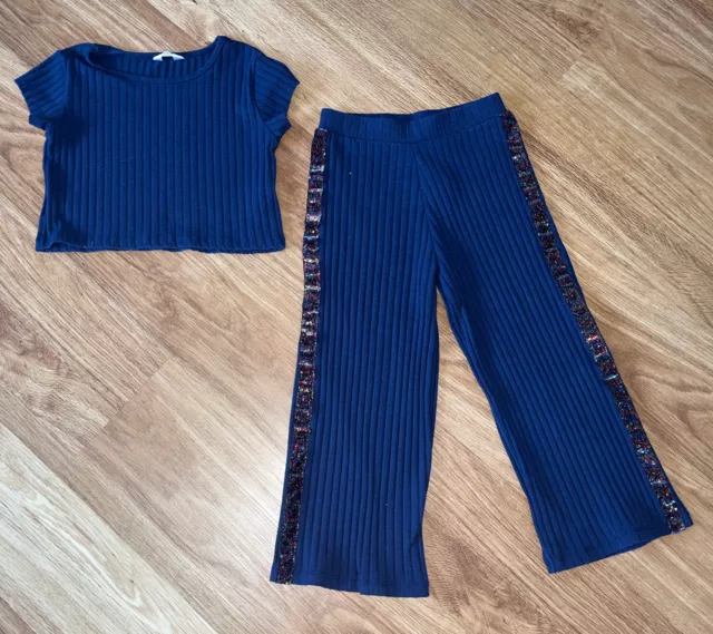 M&Co Fabulous Girl's 2 Piece Outfit : Wide Leg Trousers / Crop Top 5-6 Years