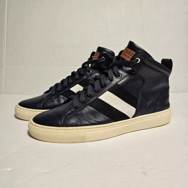 BALLY LEATHER HIGH Top Sneakers Men's 8.5D Blue Pre Owned $130.00 ...