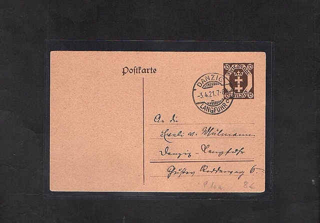 Danzig, Ganzsache Mi.-Nr. P10 A gelaufen.